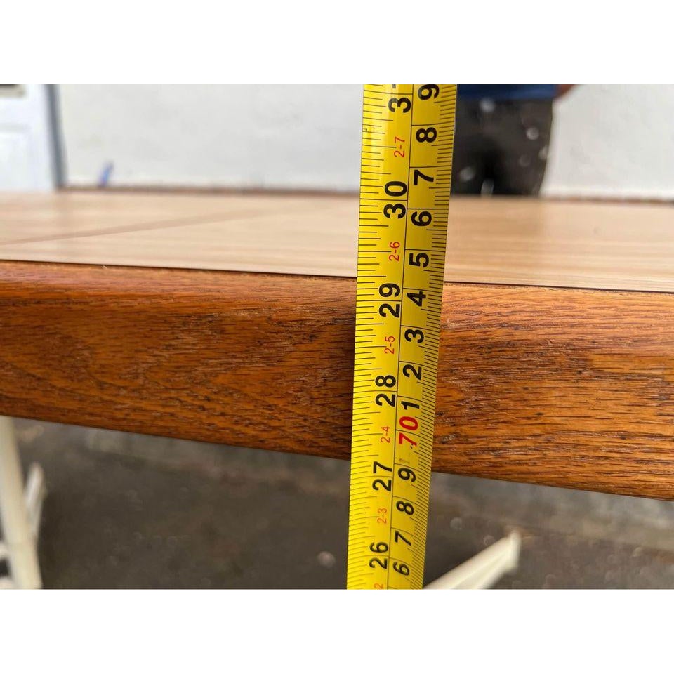 Late 20th Century Vintage Octagonal Formica Metal Base Kitchen Dining Table With Leaf