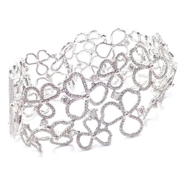 Tiffany & Co. Paper Flowers Platinum Diamond Wide Bracelet For Sale In Philadelphia - Image 6 of 10