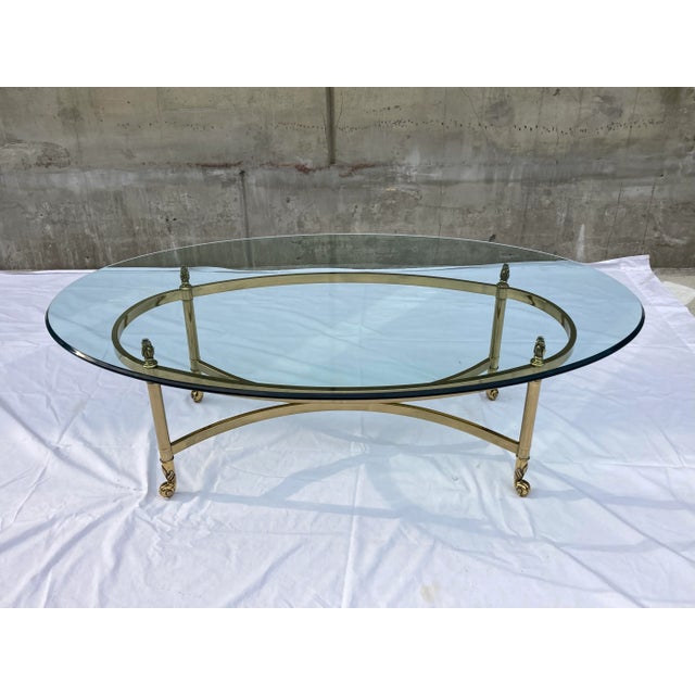 Metal Mid-Century Modern Brass Profile Glass Top Coffee Table Italy For Sale - Image 7 of 13