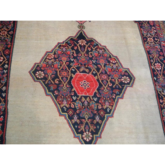 Outstanding Ivory and Red Color With Unique Medallion Design Antique Bijar Rug For Sale - Image 4 of 5