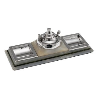 Antique Silver Mounted Agate Smokers Stand, 1913 For Sale