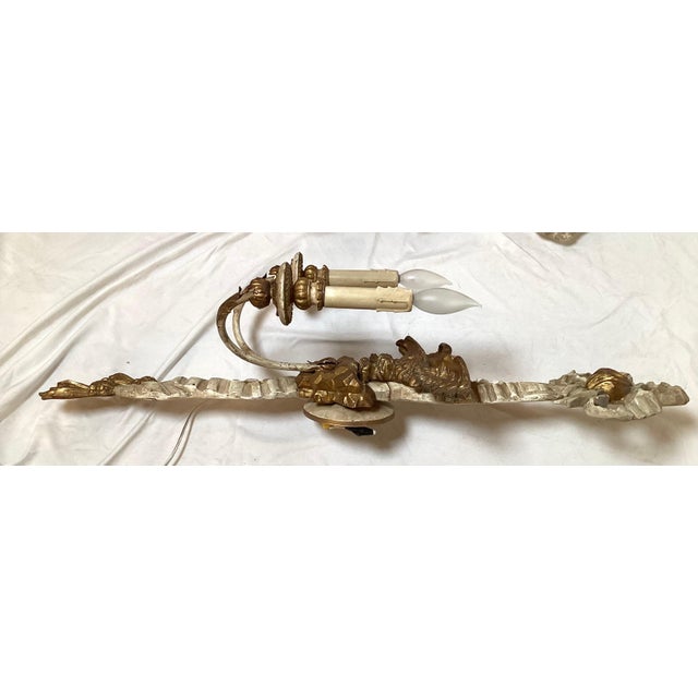 Early 20th C. Hand Carved Continental Parcel Gilt Eagle Motif Wall Sconces - A Pair For Sale - Image 11 of 11