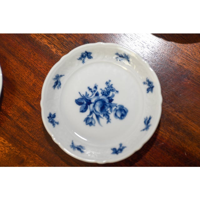 1930s 1930s Set of Bavarian Cobalt Rose Round Covered Cheese Dish + 14 Appetizer Dishes Wedding Shower Gift For Sale - Image 5 of 8