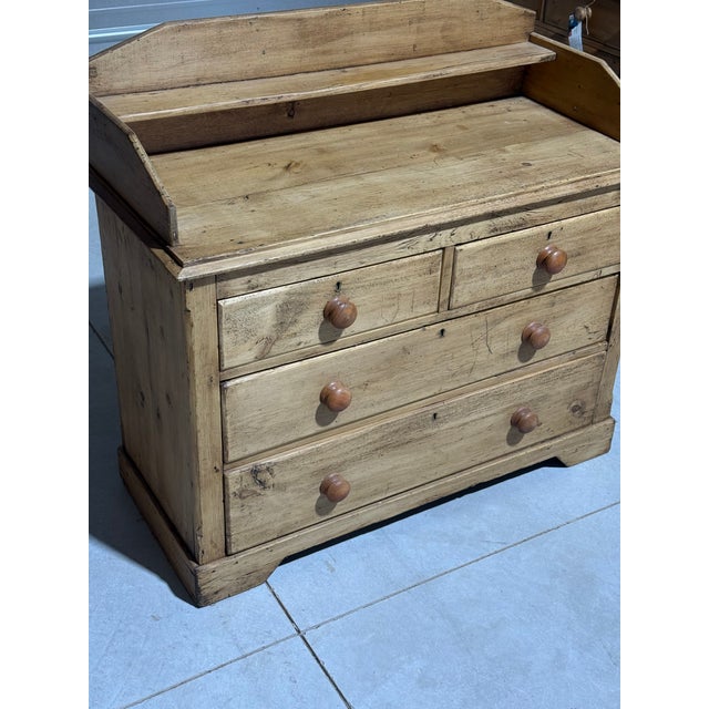 Victorian Antique Pine Two Over Two Drawers - Chest of Drawers With Gallery Back - From England For Sale - Image 3 of 18