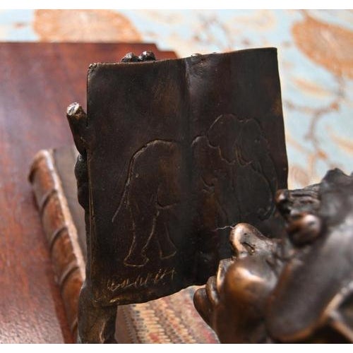 Gray Reading Pixie Statue in Bronze For Sale - Image 8 of 9