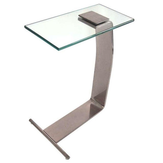 Design Institute America Polished Nickel Steel Glass Cigarette Side End Table D. I. A. Design Institute for America...
