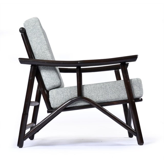 1950s Pair John Wisner for Ficks Reed Far Horizons Light Blue Rattan Lounge Chairs For Sale - Image 5 of 16