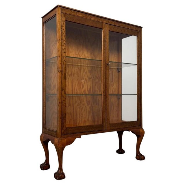 1930s Early 20th Century Art Deco Oak Display Cabinet Vitrine, 1930s For Sale - Image 5 of 12