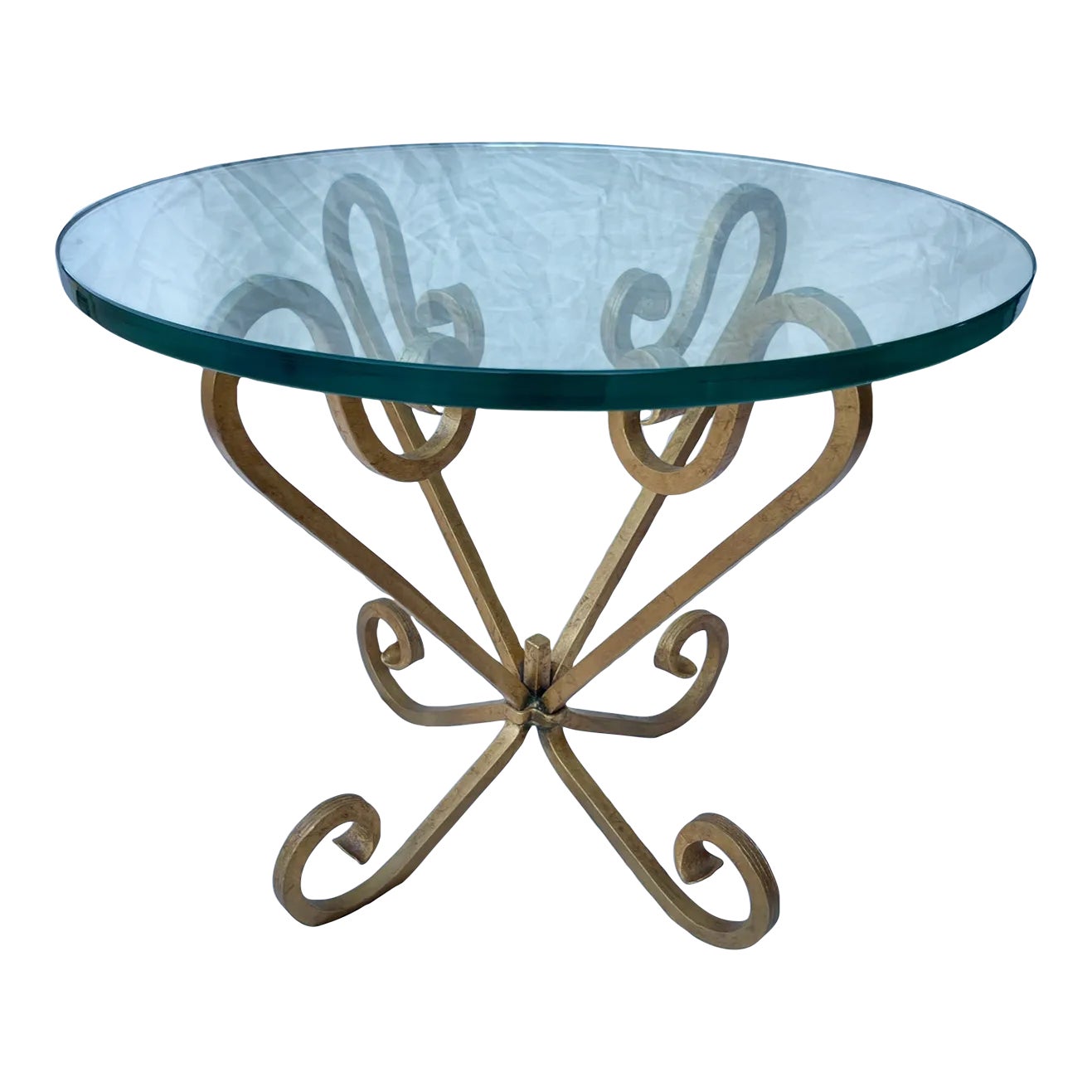 Vintage Gilded Gold Wrought Iron Glass Top Side Table Chairish