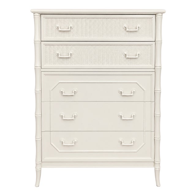 Vintage Lenoir House by Broyhill Faux Bamboo High Chest Dresser For Sale