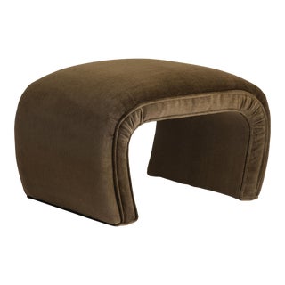1980s Olive Green Mohair Waterfall Bench For Sale