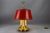 French Brass and Red Tole Shade Three-Light Bouillotte Desk Lamp, 1950s For Sale - Image 4 of 18
