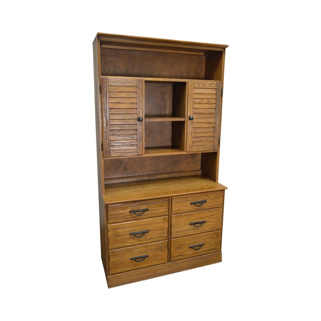 Brandt Ranch Oak Rustic Bookcase Hutch Top Chest Of Drawers Chairish