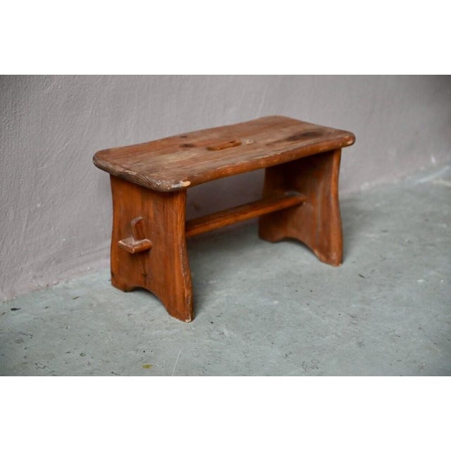 Vintage Bohemian Wooden Farmhouse Stool, 1950s For Sale - Image 4 of 10