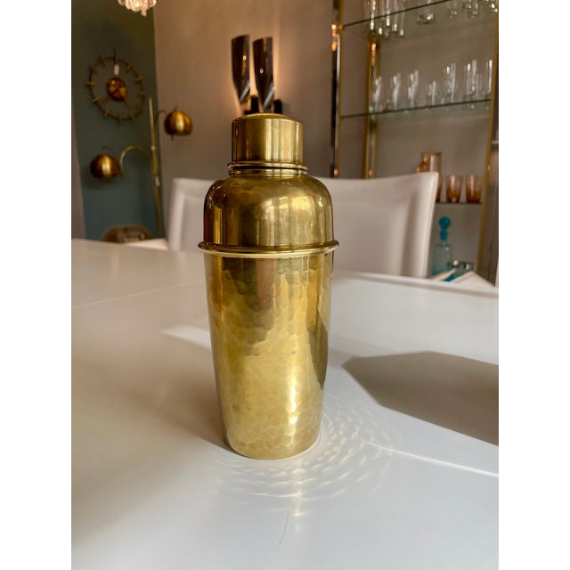 Gold MCM Brass Cocktail Shaker in Hammered Finish, 1950s For Sale - Image 8 of 13