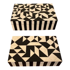 Art Deco Style Geometrical Nesting Box- a Pair