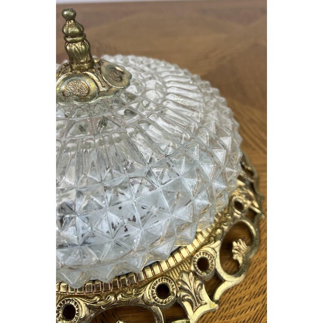 Vintage French Ceiling Lamp in Cut Glass For Sale - Image 6 of 13