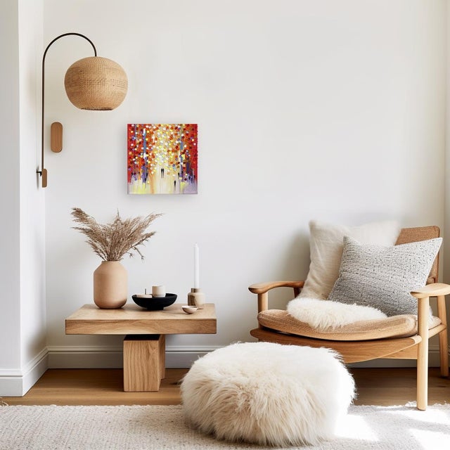 Textile A Sunset's Embrace - Abstract Warm Textured Impasto Figurative Oil Painting Original Artwork by Ekaterina Ermilkina For Sale - Image 7 of 8