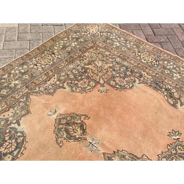 Textile Vintage Handmade Oushak Rug - 82 " X 123" For Sale - Image 7 of 10