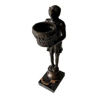 Antique Bronze Monkey With Basket For Sale