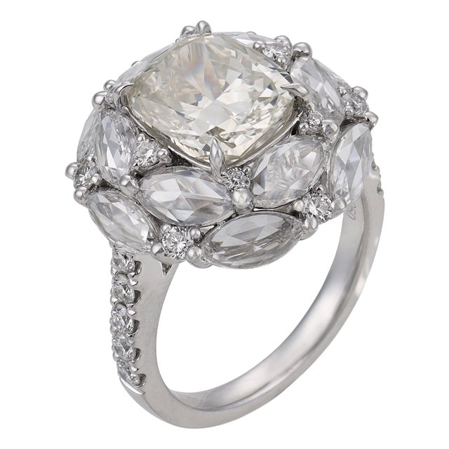 Contemporary Gia 5.63 Carat Diamond Platinum Ring, Size 6.5 For Sale