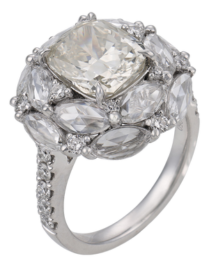 Contemporary Gia 5.63 Carat Diamond Platinum Ring, Size 6.5