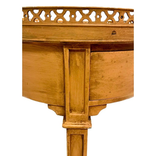 Wood Vintage Peach Painted Two Tiered Plant Stand For Sale - Image 7 of 11