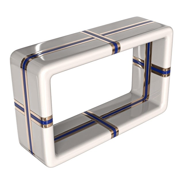"Armonia" Console With Stainless Steel and Bronze Details, Handmade For Sale - Image 10 of 10