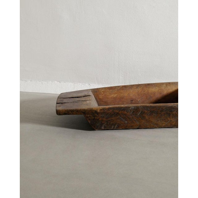 Large Antique Swedish Brutalist Wooden Tray with Handles, 1800s For Sale - Image 4 of 5