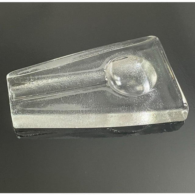 Heavy Large Mid Century Modern Glass Cigar Ashtray Clear Trinket Dish For Sale - Image 6 of 6