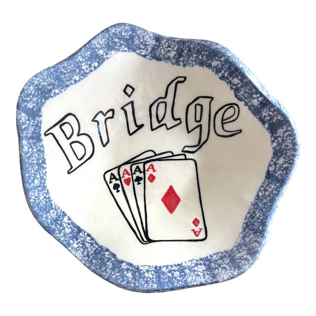 1998 Folk Art Bridge Dish For Sale