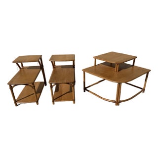 Heywood Wakefield Ashcraft Line Three Tier Step Tables and Two Tiered Corner Table For Sale