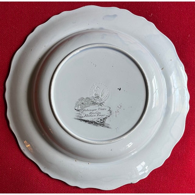 Antique 19th Century English Staffordshire Clews Historical Brown Transferware Soup Plate Picturesque Views Hudson, New York & Hudson River For Sale - Image 10 of 12