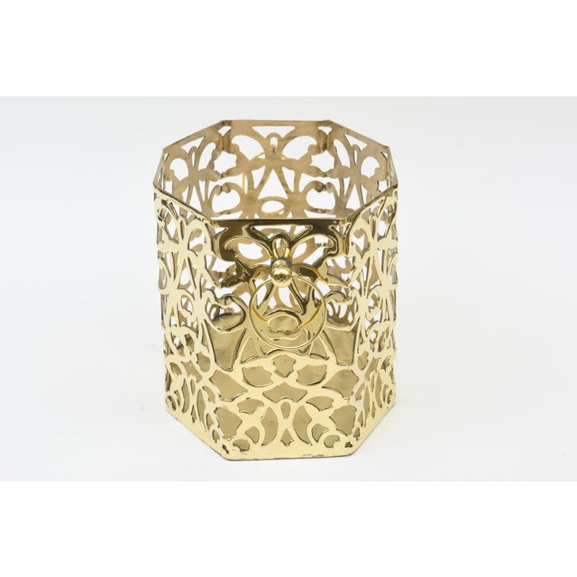 1950s Vintage 1950's Indoor Brass Planter With Scroll Design For Sale - Image 5 of 12