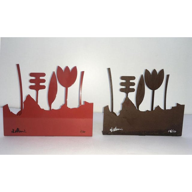 Red Red Painted Metal Piccolo Eden Sculpture by Annamaria Gelmi, 1980 For Sale - Image 8 of 18