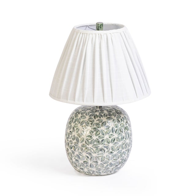 Boho Chic Yaya Flower Green Capiz Shell Table Lamp For Sale - Image 3 of 7