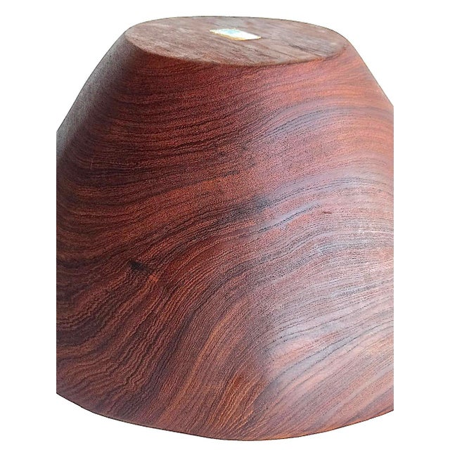 Mid 20th Century Large Hand Turned Teak Wood Bowl For Sale - Image 9 of 14