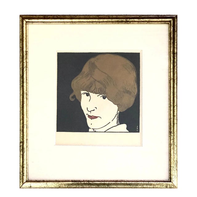 1910s Jean E. Laboureur French “Masque Aux Cheveuxd’or” Print For Sale - Image 5 of 5