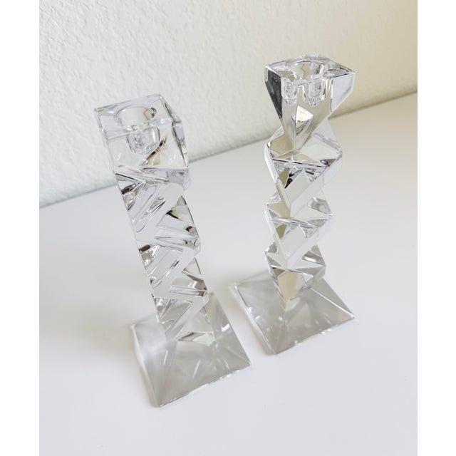 Mikasa Postmodern Zigzag Crystal Candlesticks, a Pair For Sale - Image 4 of 11