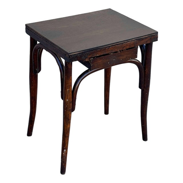 Vienna Secession Oak Bent Wood Arched Bedside Table W/ Drawer by Thonet For Sale