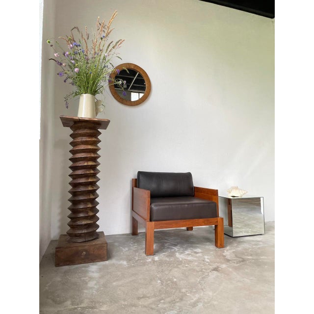 1960s Modernist Exotic Wood and Leather Armchair, 1960s For Sale - Image 5 of 18