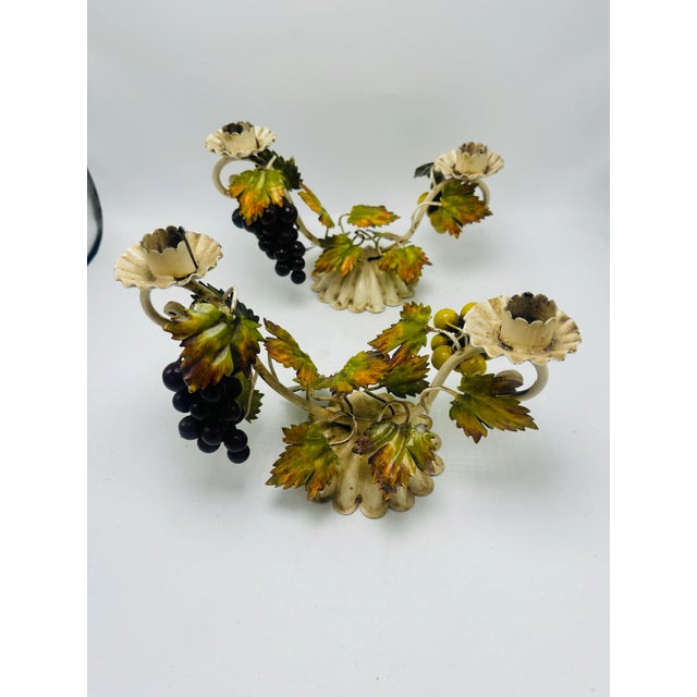 Vintage Tole Candle Holders, a Pair For Sale In Charleston - Image 6 of 7