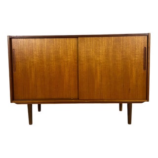 Vintage Danish Teak Sideboard with Sliding Doors, 1960s For Sale