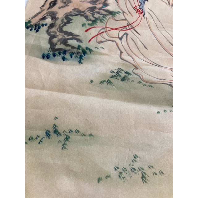 Vintage Japanese Painted Silk Panel For Sale In Oklahoma City - Image 6 of 10