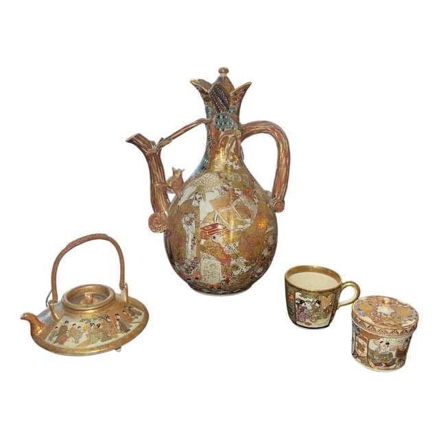 Meiji Period Japanese Satsuma Porcelain Tea Set, 19th Century. For Sale