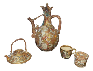 Meiji Period Japanese Satsuma Porcelain Tea Set, 19th Century.