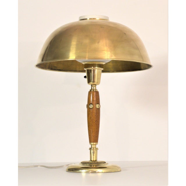 Hans Bergström Swedish Modern Brass and Beech Table Lamp by Hans Bergström, 1940s For Sale - Image 4 of 13