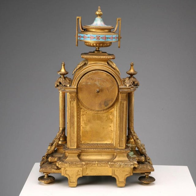 Gilded Bronze and Cloisonné Enamel Table Clock For Sale - Image 5 of 13