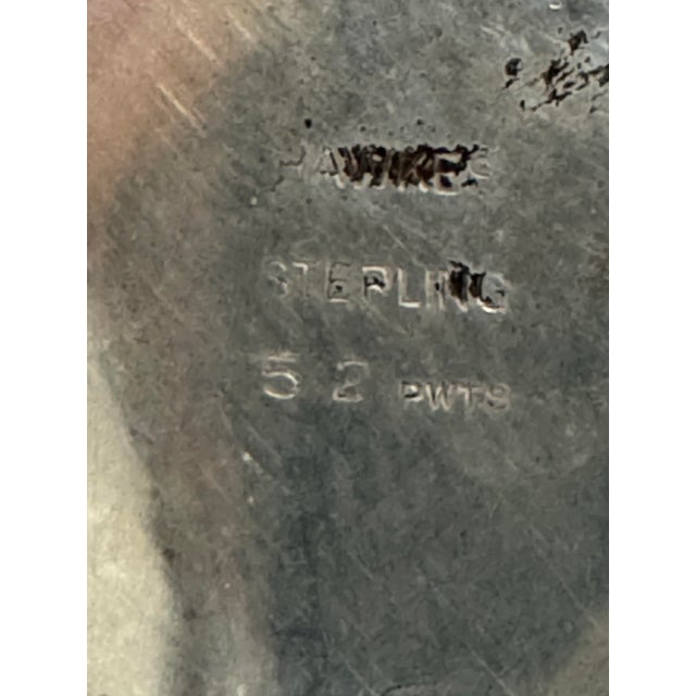 Pair of Mid 20th Century Hawkes Sterling Silver & Ornate Glass 2-Light Candelabras For Sale - Image 9 of 10