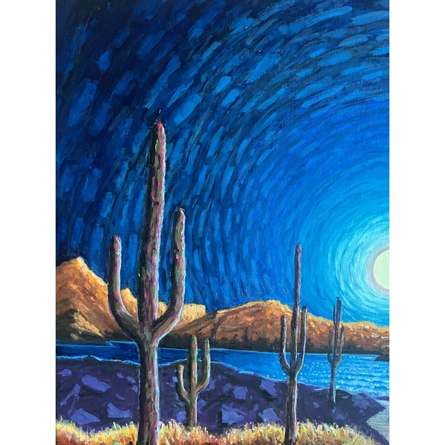 Paint Desert Moonlight – Original Oil Painting by Steve Schaaf For Sale - Image 7 of 9